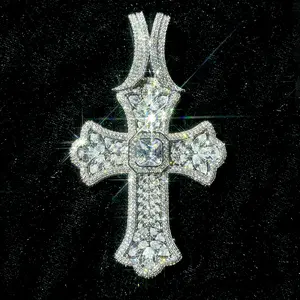 2167 Iced Out Hip Hop Rapper Statement Ornate Religious Bling Cross Pendant for Everyday Wear and Statement Pieces customizable with engraved letters, logos or patterns