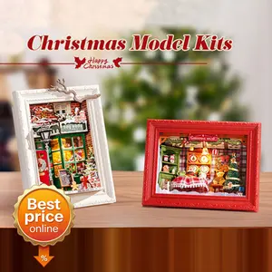 Rolife DIY Miniature Christmas House Kit Creative Frame 3D Wall-Mountable Dollhouse Mini Room Building Set Holiday Home Decor Craft for Adults Christmas Eve Party