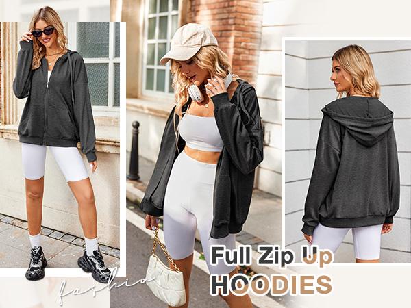 ZEAGOO comfyclothing Women's Lightweight Hoodies Full Zip Up Oversized Sweatshirts with Pockets Long Sleeve Thin Casual Hooded Jackets Basic collar chic coats Ribbed Skirts ZEAGOO comfyclothing Women's Lightweight Hoodies Full Zip Up Oversized Sweatshirts with Pockets Long Sleeve Thin Casual Hooded Jackets Basic collar chic coats Ribbed Skirts