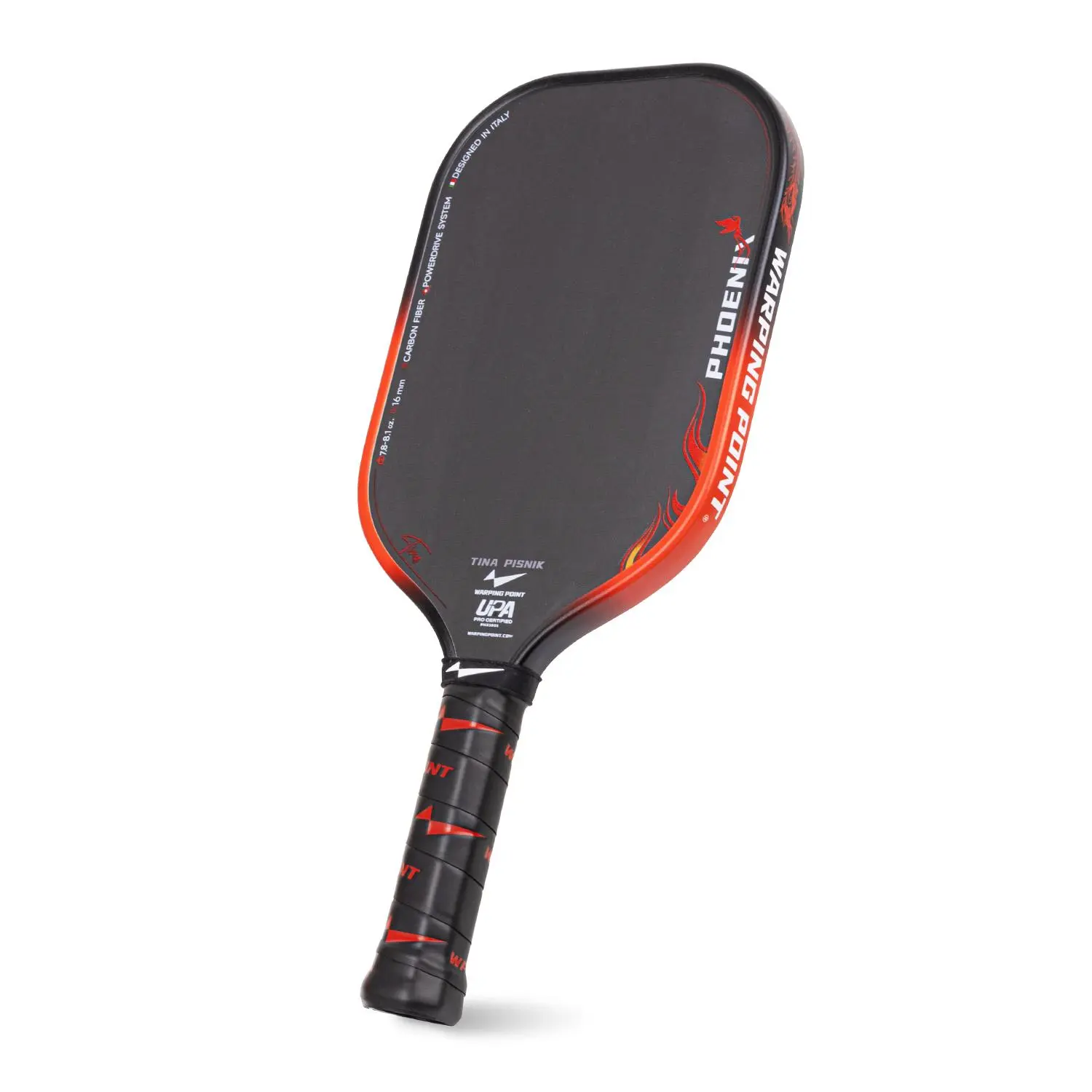 Warping Point Pisnik Phoenix Pickleball Paddle, UPA A Approved, Raw T700 Carbon Fiber, 16MM & 13.3MM PowerDrive System for Power & Precise Control, Endura Friction Surface for Ultimate Spin