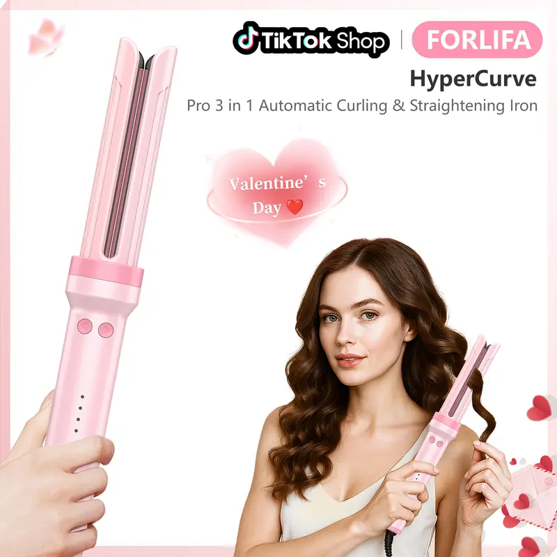 FORLIFA-Pro HyperCurve:Pro 3 in 1 Automatic Curling &Straightening Iron,AirBlow Tech with Cooling Air,1.1billion Negative Ions,72H  Hold,Triple Hair Protect & Burn-Free,Automatic Shut-Off,2-Way Rotation,Anti-Scald,Anti-Tangle,WeeklyDeals,TikTokShopStockUp