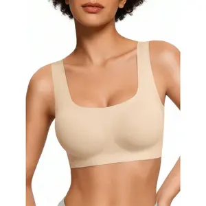 Women's Comfy Pullover Wireless Bra Seamless Bralettes No Underwire T Shirt Wirefree Wide Straps Sleep Everyday Bras Outfits