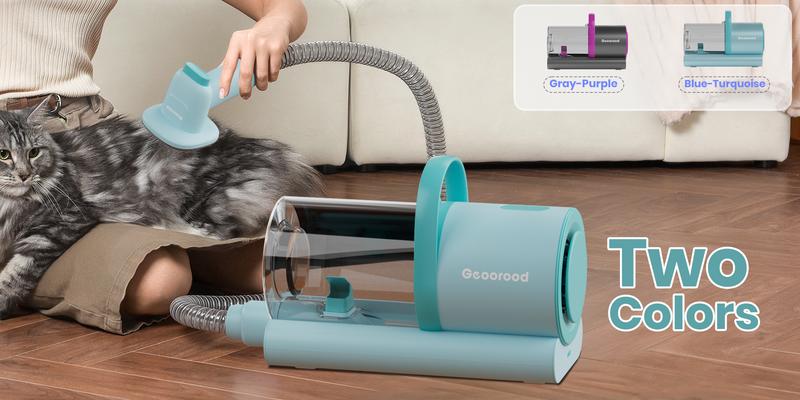 Geoorood Dog Cordless Grooming Vacuum Kit with Brush 10KPa Suction Force 1.6L Dust Collection Low Noise Cleaning