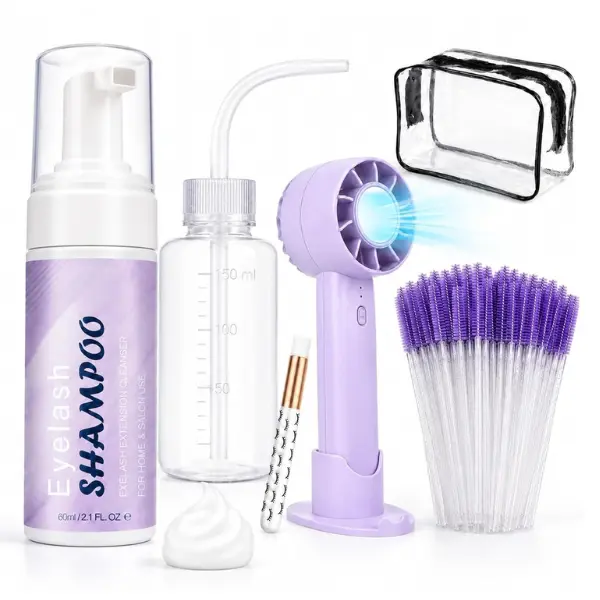 Halloween Gift Lash Shampoo Kit Cleaning for Extensions & Natural & Cluster Lashes | Oil Free Cleanser Gentle Bath for Sensitive Eyes, Eyelash Extension Cleaner Foam for Salon and Daily Use (2.02 fl oz 60ml) Makeup Foaming