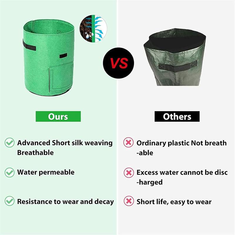 TENOVER Kartoffel-Anbaubeutel, 2 x 43 l Pflanzbeutel/Garten-Kartoffel-Pflanzbeutel, doppellagiger, atmungsaktiver Vliesstoff mit Fenstererde