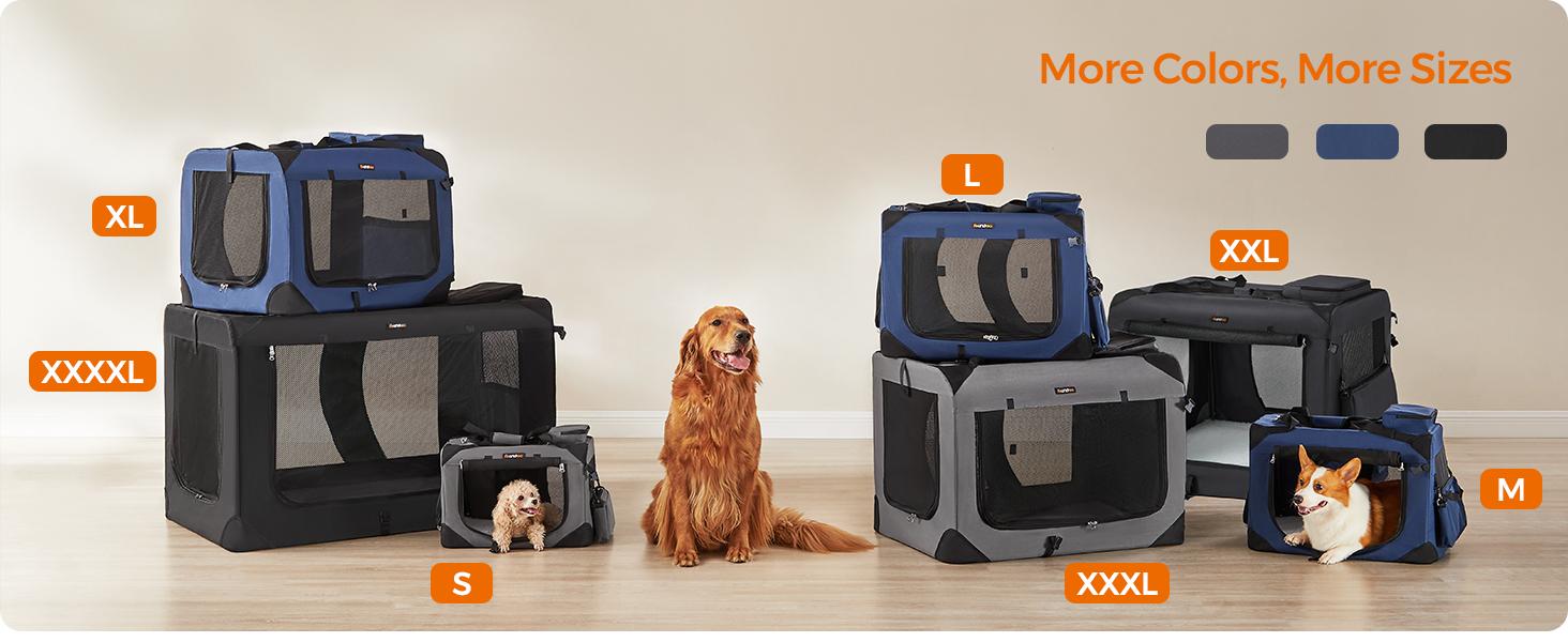 SONGMICS HOME Feandrea Collapsible Soft Dog Crate, Portable Travel Dog Crate for Indoor and Outdoor Use, Dog Carrier Kennel with Safety Zippers, for Living Room, Car, Travelling, Camping SONGMICS HOME Feandrea Collapsible Soft Dog Crate, Portable Travel Dog Crate for Indoor and Outdoor Use, Dog Carrier Kennel with Safety Zippers, for Living Room, Car, Travelling, Camping