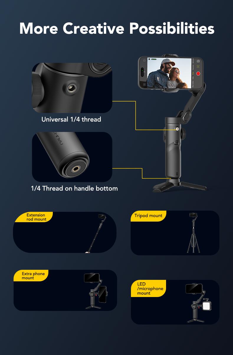 AOCHUAN Gimbal Stabilizer for iPhone, 3-Axis Smartphone Gimbal Built in 7.8' Extension Rod, Portable Gimbal Stabilizer w/OLED Display for iPhone/Android, Perfect for TikTok YouTube Vlogging-Smart X2-2