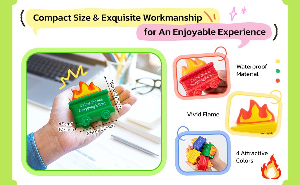 24/48 Pcs Dumpster Fire Stress Ball Funnny Stress Ball for Valentine's Day Employee Appreciation Gift White Elephant Party Favors Emotional Support Labor Day Gift for Coworker Teacher Creative Office Supplies Desk Accessories