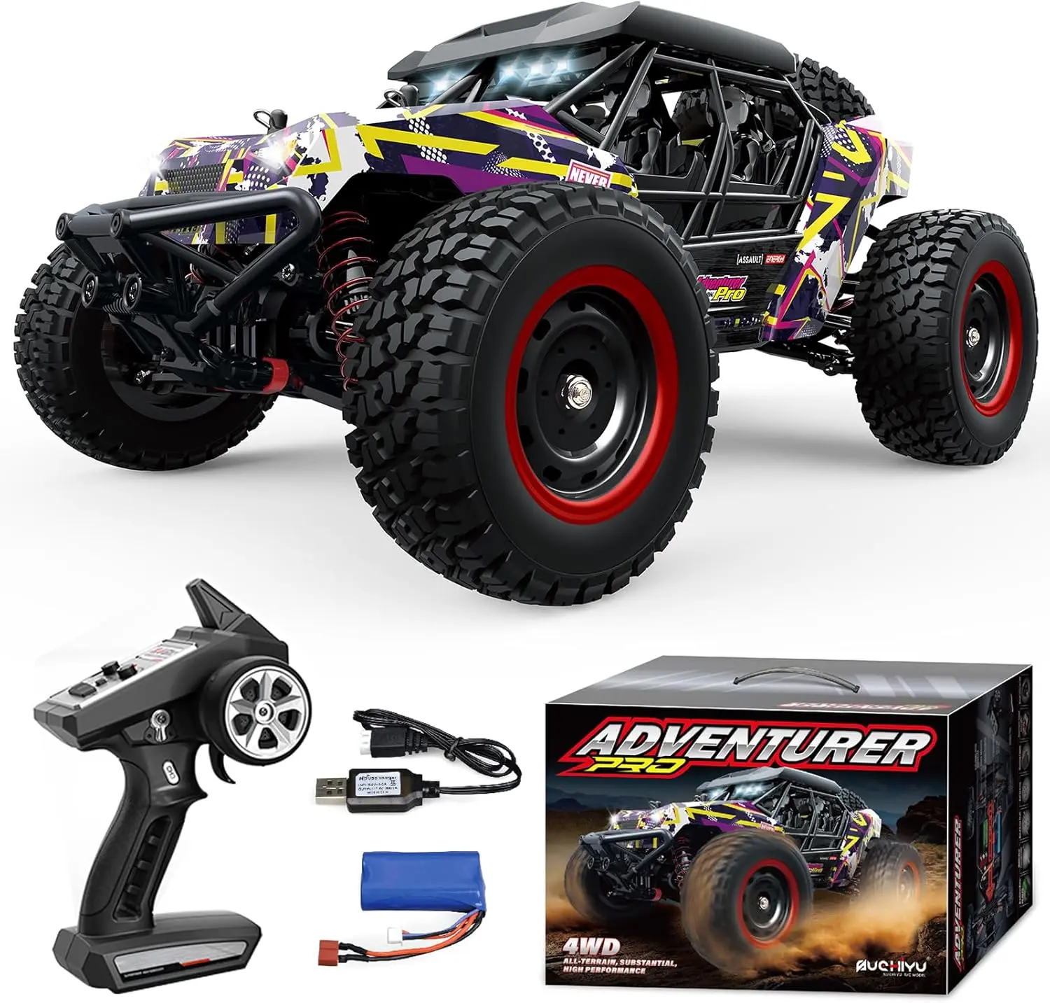1/16 Brushless 4WD High-Speed RC Desert Buggy - 37MPH Electric Off-Road Hobby Toy with 17g Metal Parts, LED Lights, Sand & All-Terrain Racing Capabilities, RC Model Car, Rc Racing