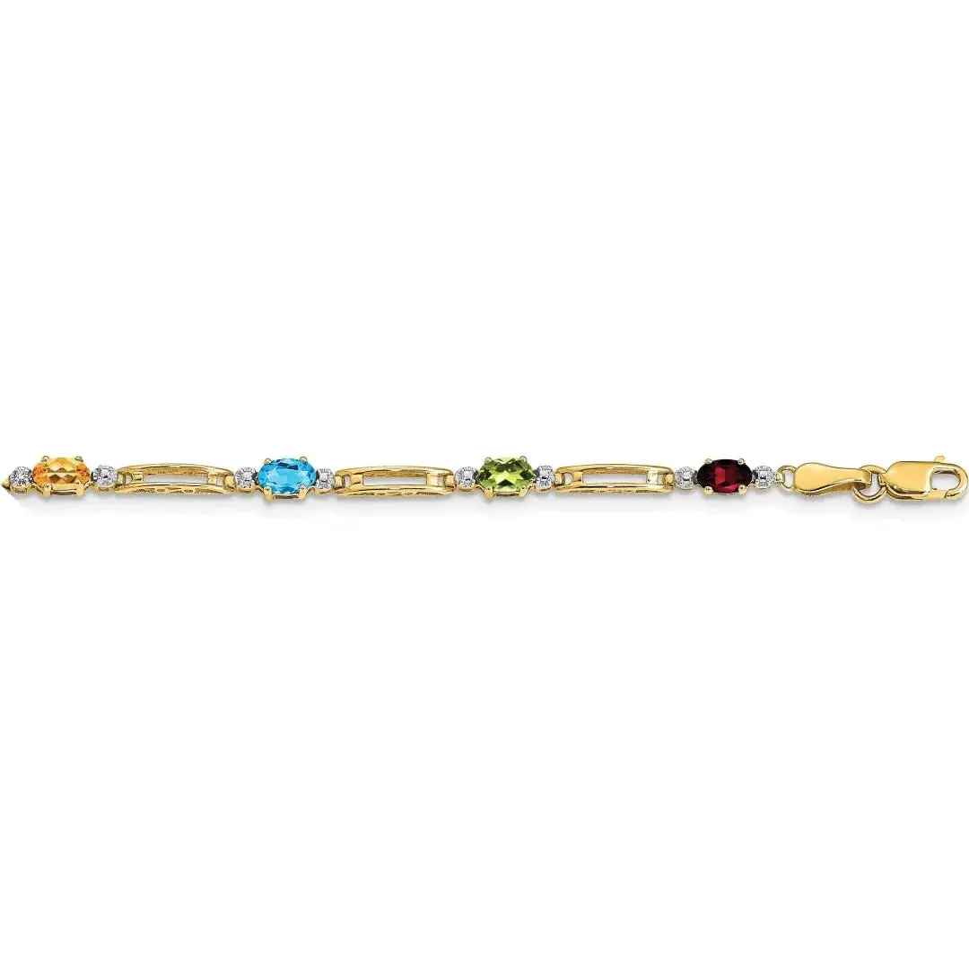 Genuine Rainbow Diamond Bracelet 10K Gold