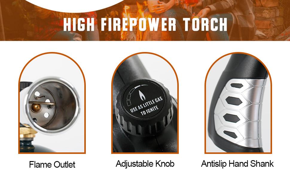 Bali Outdoors Propane Torch, Powerful Propane Kitchen Torch Head, Campfire Charcoal Starter (Propane Tank Not Included)