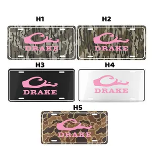 Drake Pink logo Old School Bottomland Camo License Plate – Durable Aluminum with 4 Pre-Drilled Holes, made in USA, Car Truck Tag