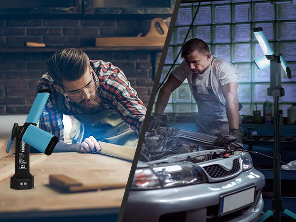 [3 OFF] GoGonova 3in1 Cordless Work Light with Hanging, Magnetic Attachment, Standing, Tri-Combination , 8AH Battery, 700/1200/2200 Lumen, 4000K/6500K Dimmable with Detachable Tripod for Outdoor work, Emergency, Camping, Fishing, Garag