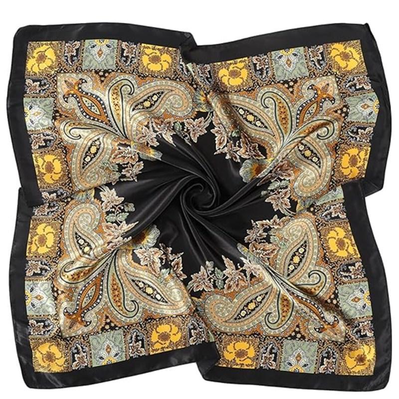 3-piece suit 35 Inches Large Printed Silk Like Texture Square Head Scarf Neck Scarves for Women Hair Kerchief Bandanas Scarf Sleeping Head Wraps Hair Band Headscarf Female Hair Accessories