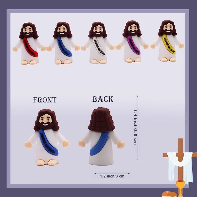 Bememo 30 Pcs Little Jesus Figures Original Design Jesus Love You Mini Rubber Toys to Hide and Seek Christmas Religious Party Favors Sunday School Baptism Gifts(Lively Colors)