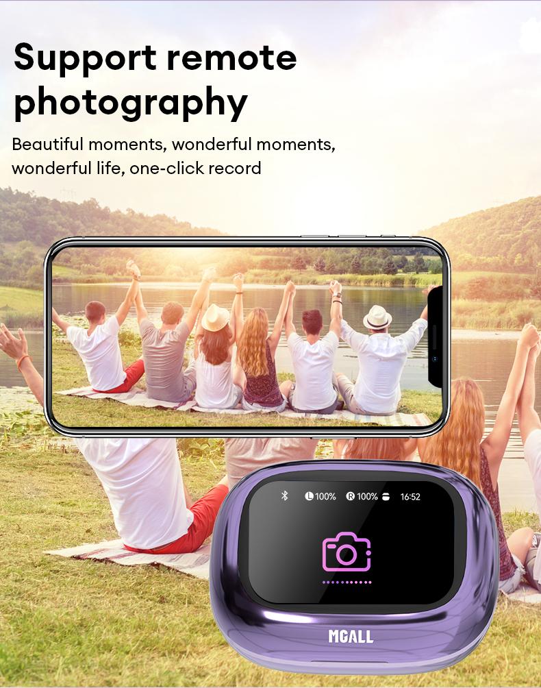 MGALL C18 Open-Ear Wireless Headphones with 2025 Bluetooth 6.0, Supports 169-Language Translation, LED Full-Color Touch Smart Screen, ENC Noise Cancellation, Remote Photography & Anti-Loss Function, Audio Earbuds for Music & Calls