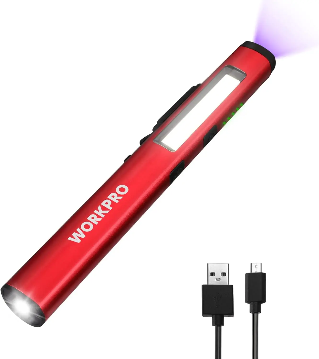 #backtoschool WORKPRO Rechargeable Pen Light, 450 Lumen LED Flashlight with 365 nm UV Black Light, Multifunctional Penlight for Mechanic Emergency Outdoor