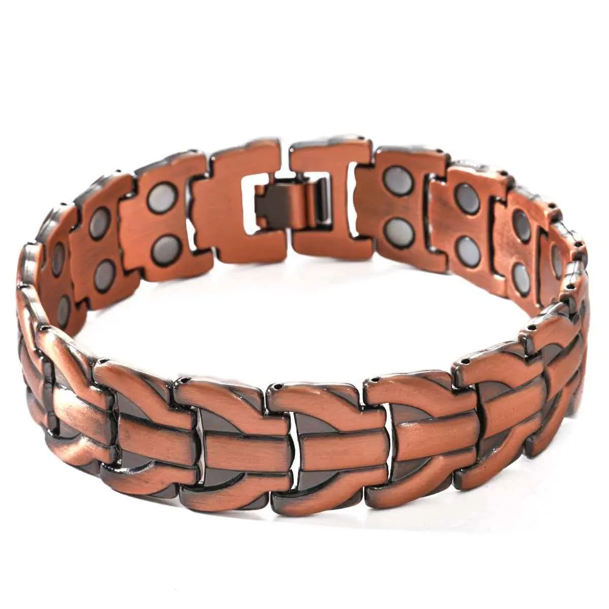 99.9% Pure Ancient Red Copper Magnetic Link Bracelets for Men - Tang Buckle, 3500 Gauss, Adjustable Hypoallergenic Casual Health Jewelry, Ideal Male Gifts for Father's Day, Christmas