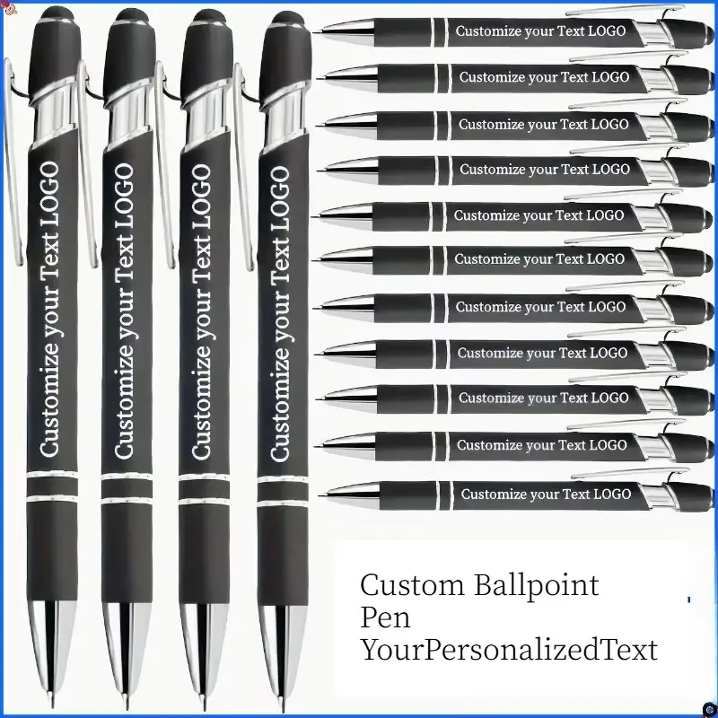 30pcs Custom Laser-Engraved Ballpoint Pens - Personalized Quotes, Text Engraved - Smooth-Writing Office Stationery for Teacher Gifts, Father's Day, Metal Barrel