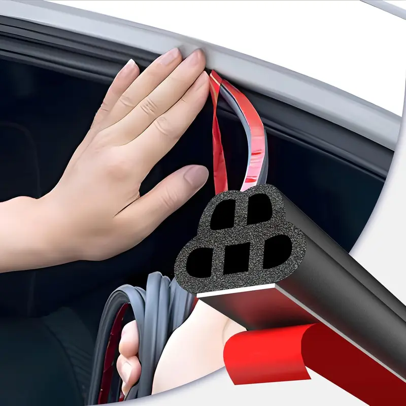 toolupgrade YXCY 52.5 Ft Car Door Seal Strip Universal Self Adhesive Automotive Weather Stripping, Double Layer 5-Hole Car Door Soundproofing Strip, Rubber Seal Strip for Cars Trucks SUVs RVs Hood Cover Vehicle Replacement