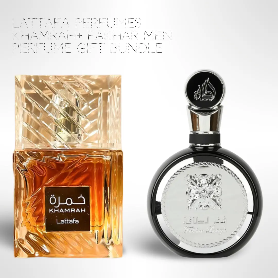 Lattafa Khamrah + Fakhar Men's 100ml (3.4 Fl oz) Long-Lasting Scented Fragrance Multi-Pack - Day-Night Use Fresh Aroma Niche Fragrance Gift Bundle