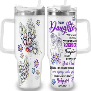 1pc 40oz Colorful Butterfly and Inspirational Message Tumbler with Lid, Insulated Travel Mug, Gift for Women Men, Ideal for Halloween, Independence Day, Memorial Birthday Gift, Coffee Cup, weird stuff