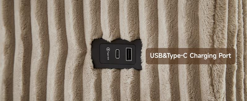 【2 USB Ports】ONBRILL 92" Modular Sectional Sofa,3 Seater Sofa w/ 2 USB,Modern Deep Seat Cloud Plush Corduroy Upholstered Loveseat Couches for Living Room, Apartment and Office