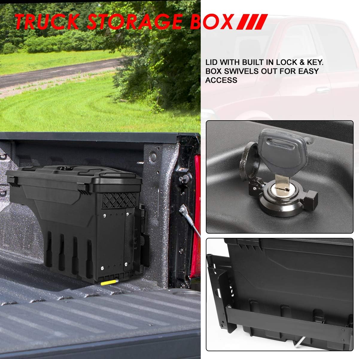 2Pcs Lockable Truck Bed Storage Box Toolbox LH & RH Fit For 02-18 Dodge Ram 1500 2500 3500 Improved Version