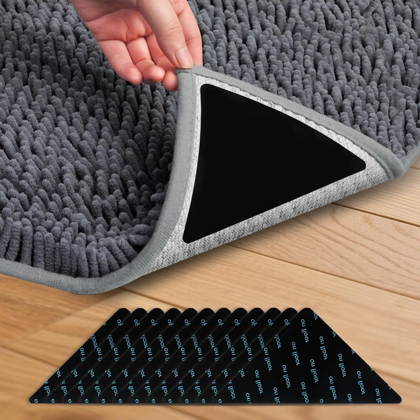 Reusable Double-Sided Rug Gripper Pads - Non-Slip Mats for Hard Floors, Renter-Friendly Corner Holders That Maintains Stability, Prevents Curling for Indoor Use, Corners