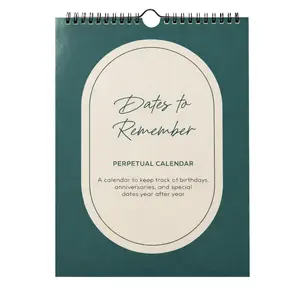 Perpetual Calendar Extra Large Wall Hanging Dates to Remember Book for Birthdays and Anniversaries -12 Months -Journal for Important and Special Days 8.5x11" - Earth Tones