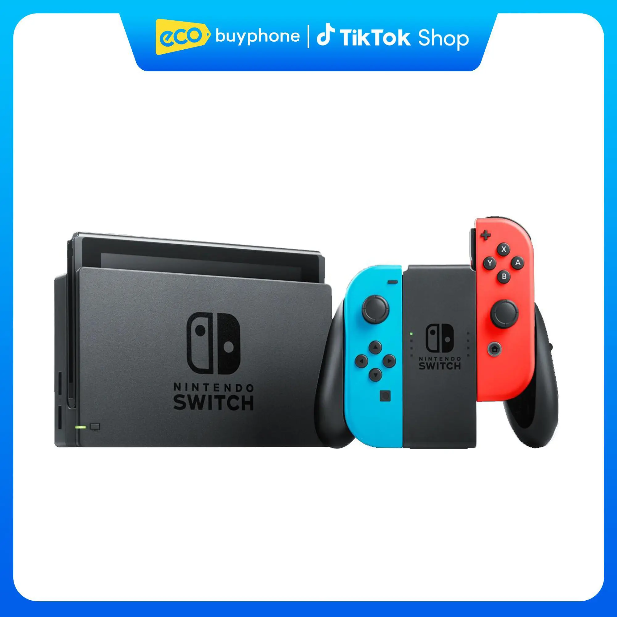 Refurbished Switch with Neon Blue and Neon Red Joy-Con - Handheld Gaming Console (Renewed)