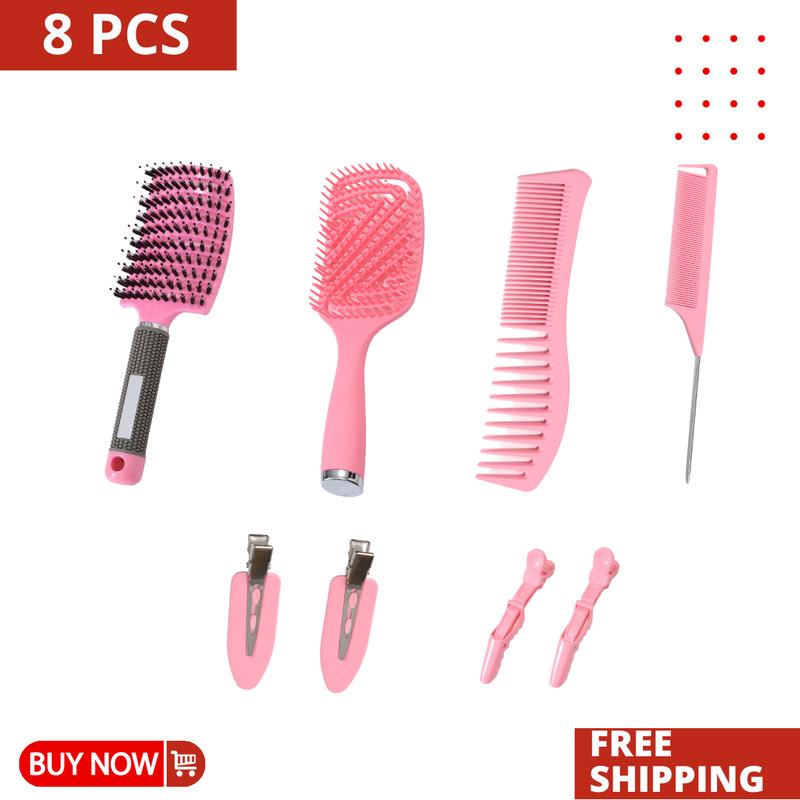 Hair Brush Comb Set For Curly Hair With Detangling Brush Set Hair Styling Comb Clips Set For All Hair Types