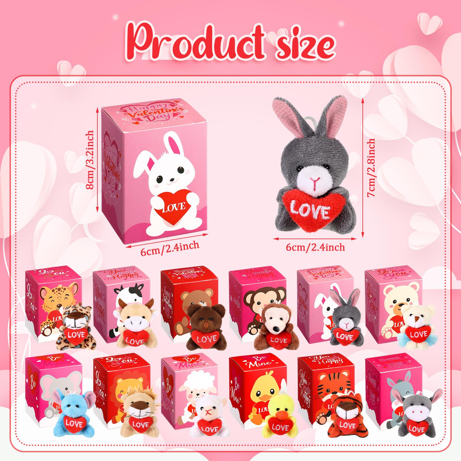 12/24 Sets Mini Valentine's Plush Animal Stuffed for Valentine's Party Favors for Students Classroom Gift Exchange Party Goodie Bags Valentine's Day Gift Birthday Gift Bags with Tags Festival Decor 12/24 Sets Mini Valentine's Plush Animal Stuffed for Valentine's Party Favors for Students Classroom Gift Exchange Party Goodie Bags Valentine's Day Gift Birthday Gift Bags with Tags Festival Decor