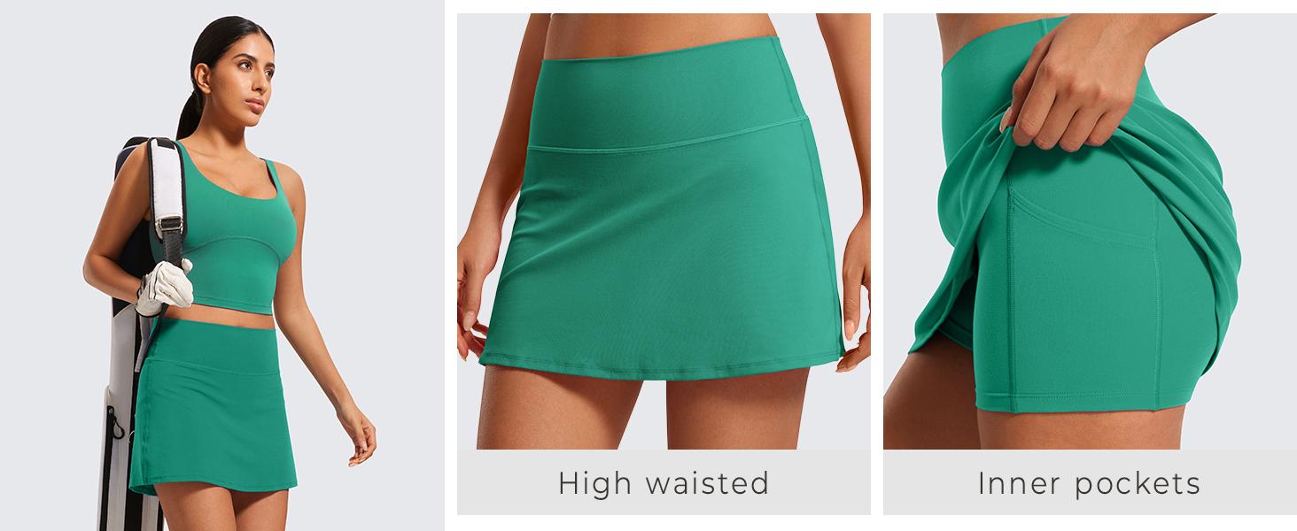 CRZ YOGA Butterluxe Skirts for Women High Waisted A Line Tennis Golf Athletic Casual Skorts with Pockets