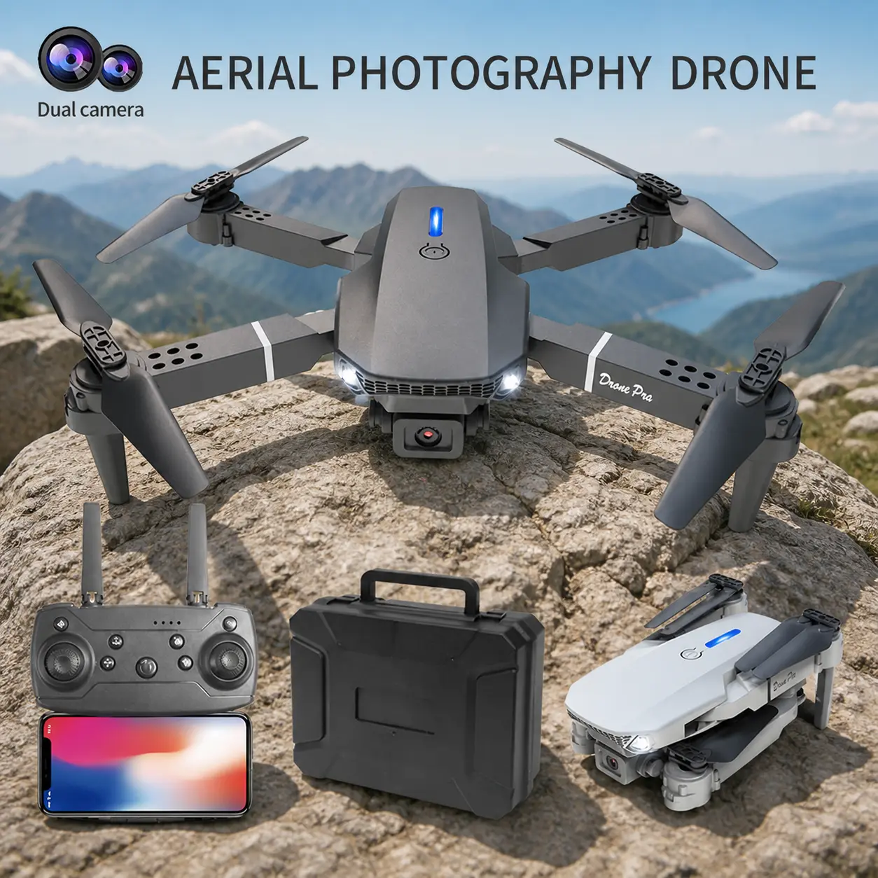 Pocket-Sized Foldable RC Quadcopter, Remote Control Helicopter Toy for Beginners, Easy to Fly Basic Drone Toy with Altitude Hold