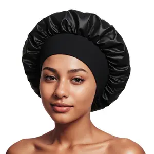 LUCKSTAR Wide-Brim Wig Bonnet High-Stretch Bath Cap Beauty Hair Protection Cap Women's Satin Sleep Cap