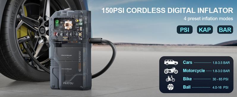 Jump Starter with Air Compressor, 5 in 1 Functional Jump Box 4500A Peak Power Pack with 150PSI Digital Tire Inflator, Portable Car Charger Jumper for 8.5L Gas or 7.0L Diesel Jump Starter with Air Compressor, 5 in 1 Functional Jump Box 4500A Peak Power Pack with 150PSI Digital Tire Inflator, Portable Car Charger Jumper for 8.5L Gas or 7.0L Diesel