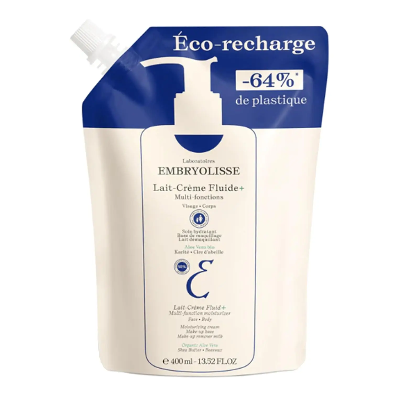 Embryolisse Lait-Crème Fluid+ Face & Body Cream, Multi-Use Lightweight Moisturizer with Shea Butter & Aloe Vera. Fast Absorbing, For All Skin Types