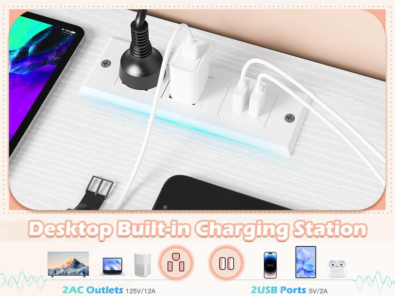 RaybeeFurniture TV Stand with Power Outlet Entertainment Center with 8 Fabric Deep Drawers Media Console Table for 55" TV Wide Storage Drawer Dresser for Bedroom, Living Room, Entryway