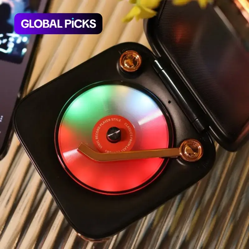 Portable Wireless Speaker, Rechargeable Party Speaker, Mini Stereo Speaker with Nostalgic Recording Function and RGB Light, Wireless Audio Speaker for Party, Travel and Home Use #GLOBAL PICKS