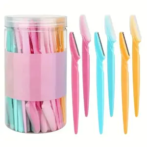 Eyebrow Razor Set 30pcs Stainless Steel Trimmers with Safety Cover for Women Men Facial Hair Removal Tool Precision Blades Non Slip Handle Perfect Shape tiktokshopspringglowup