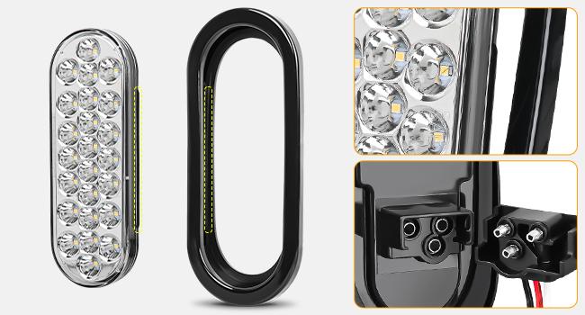 Nilight 6Inch Oval Trailer Tail Light 2PCS White 24LED Back Up Reverse Light w/Flush Mount Grommets Plugs IP67 Waterproof for 12V Truck ATV UTV Trailer Bus RV Camper Nilight 6Inch Oval Trailer Tail Light 2PCS White 24LED Back Up Reverse Light w/Flush Mount Grommets Plugs IP67 Waterproof for 12V Truck ATV UTV Trailer Bus RV Camper