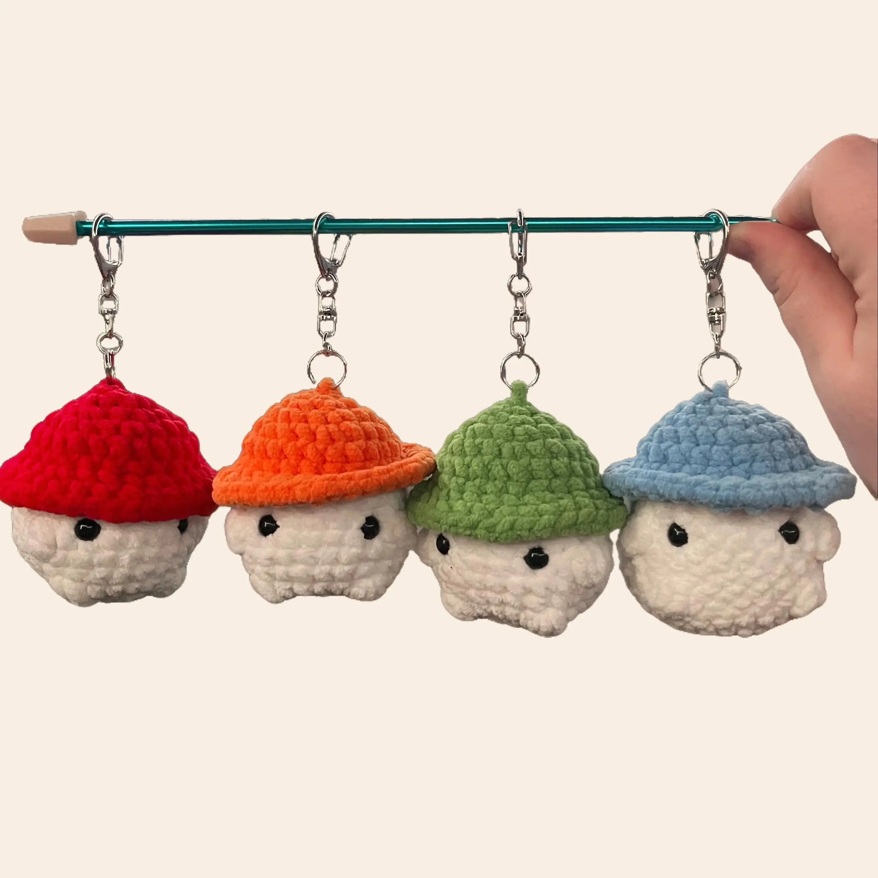 Crochet Mushroom Plush Keychain - Handmade Soft Chenille Yarn with Safety Eyes - Perfect Bag Accessory & Gift - Approximately 4 Inches Long