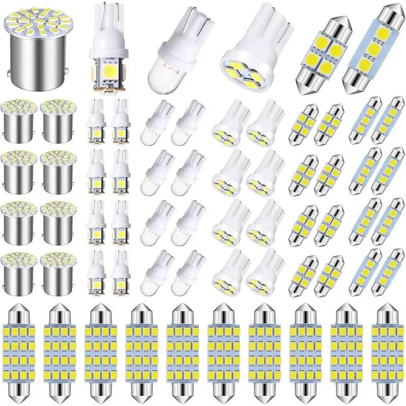 70 Pces Interior Lights LED Car Bulb Kit Set Dome Light 31 36 41 mm 12v De3175 6411 T10 2825 6612f 6615f for Dome Map Read Door Trunk Glove Box License Plate Christmas Cargo Courtesy, Led Car Ambient Light, Cars