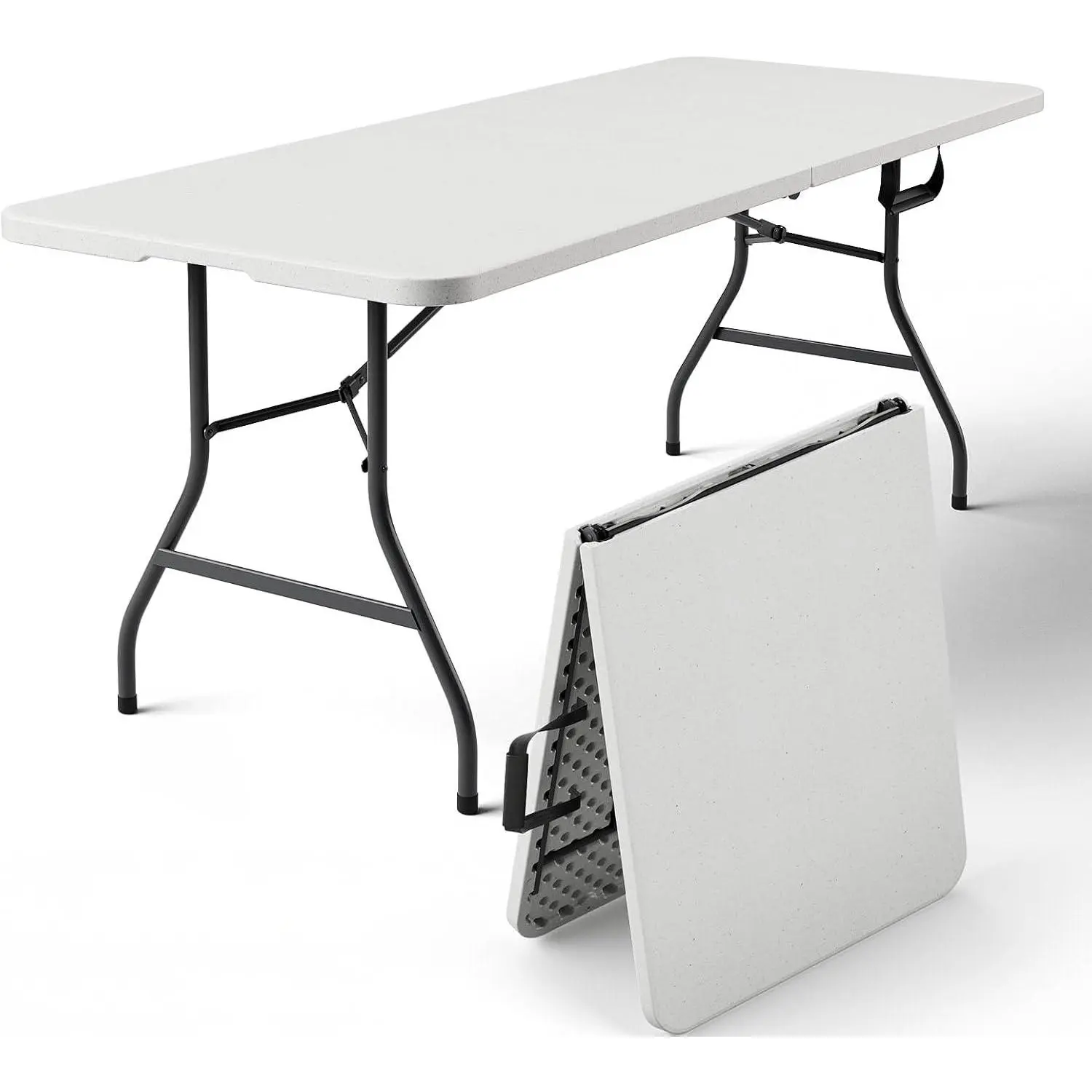 Make Changes  4FT/5FT/6FT Foldable Table with Carrying Handle, Heavy Duty Portable Fold-in-Half Utility Table for Party, Camping, Banquet, Craft, Wedding, Indoor & Outdoor Use