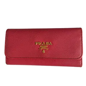 Pre-owned PRADA Key Holder Small Leather Goods saffiano leather Pink 6 Authentic with COA
