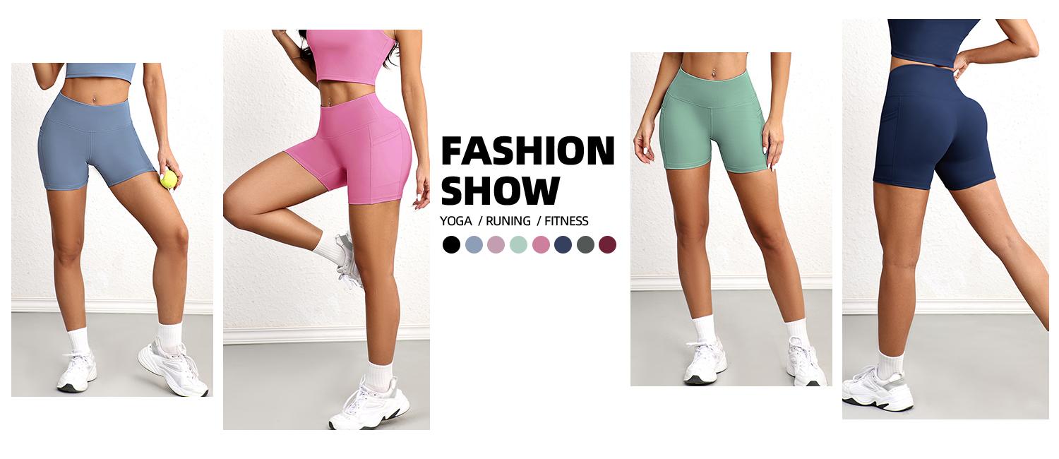 CHRLEISURE 3/5-Piece Set Of Solid Color Women's High Waisted Cycling Shorts With Pockets For Exercise And Yoga Short Leggings Gymclothes bikershorts