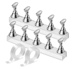 Etercycle Nail Stand Acrylic Nail Art Display Stand Practice Nail Holder for Painting Nails Magnetic Practice Stands with Double-sided Tape For DIY Salon Supplies (Silver)