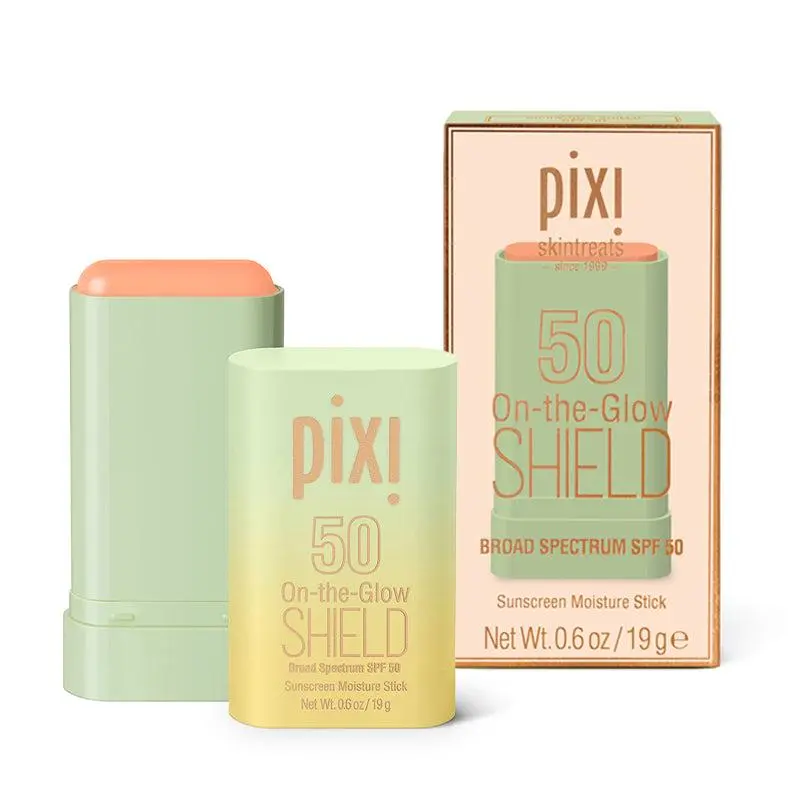 Pixi On-the-Glow SHIELD SPF 50 Sunscreen Moisture Stick - Lightweight, Ultra-Hydrating Broad Spectrum Sun Protection Moisturizer, Cruelty Free, Antioxidant, for All Skin Types