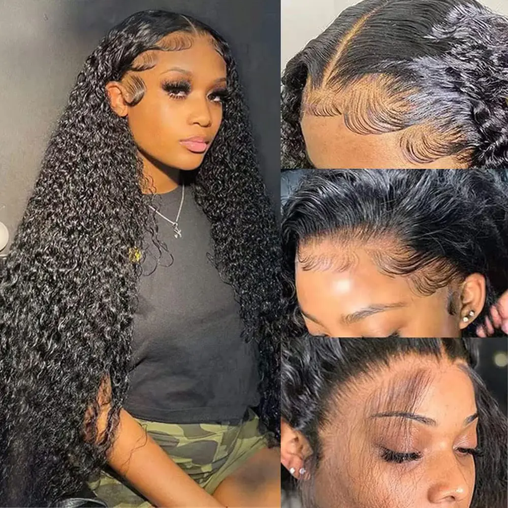 Deep Wave 13X6 Lace Front Wigs Human Hair Wigs Transparent Lace Frontal Wigs Human Hair Lace Front Wigs 180% Density Natural Color
